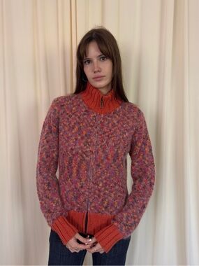 Multicolor Knit Zip Sweater